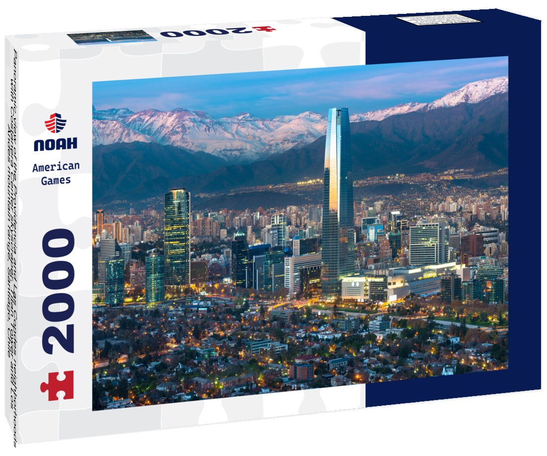 Noah Jigsaw Puzzle Panoramic view of the Providencia and Las Condes neighborhoods with Costanera Center skyscraper, Titan Tower and Los Andes mountain range, Santiago, Chile 2000 pieces