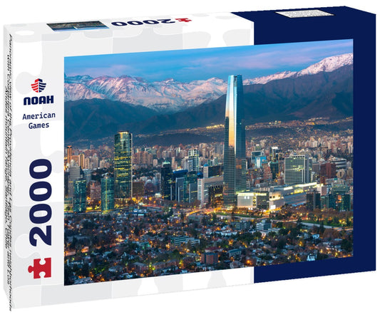 Noah Jigsaw Puzzle Panoramic view of the Providencia and Las Condes neighborhoods with Costanera Center skyscraper, Titan Tower and Los Andes mountain range, Santiago, Chile 2000 pieces