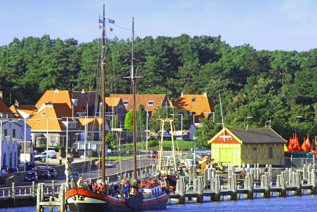 Harbor of West-Terschelling with docked old schooner, Terschelling island, Friesland, The Netherlands 2000pc Puzzle