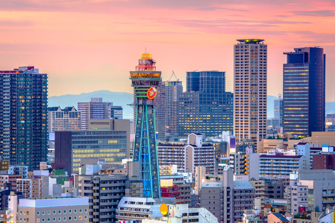 Osaka, Japan skyline over Shinsekai at twilight 2000pc Puzzle