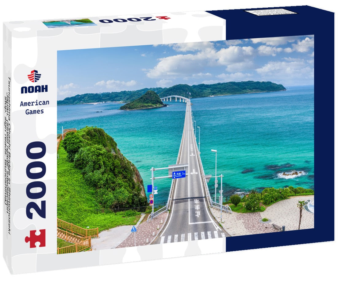 Noah Jigsaw Puzzle Tsunoshima Ohashi Bridge in Shimonoseki, Japan. (street reads: intersection, stop. sign reads: tsunoshima) 2000 pieces