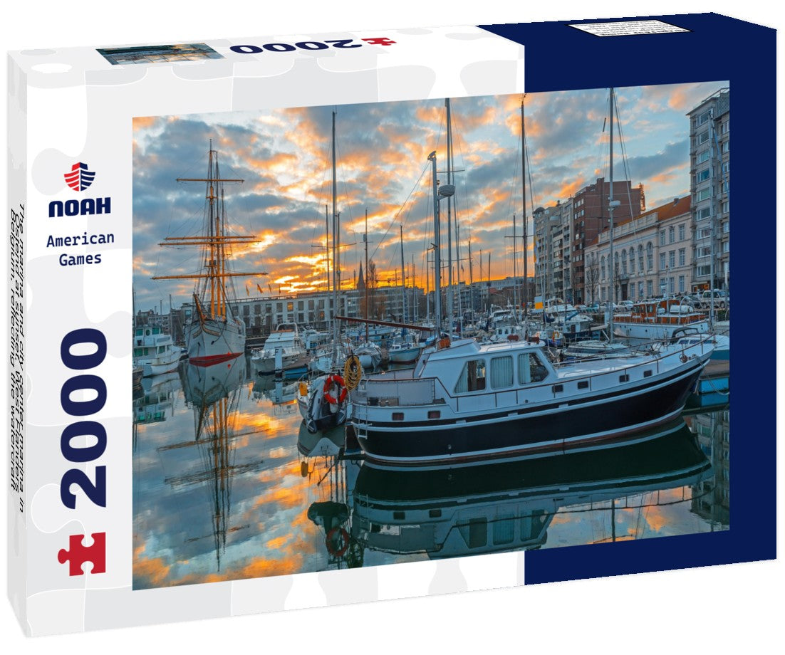 The marina and city center marina in Ostend at sunset, West Flanders, Belgium, reflecting the watercraft 2000pc Puzzle