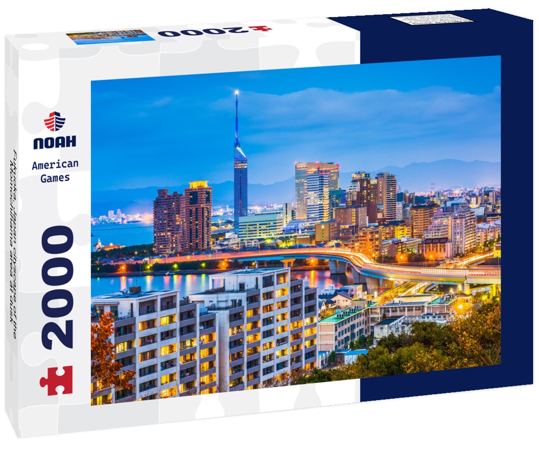 Fukuoka, Japan cityscape of the Momochihama area at dusk 2000pc Puzzle