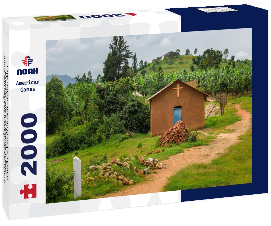 Noah Jigsaw Puzzle Little church christian in Africa, Uganda. Beautiful nature of Uganda in East-Africa with religious building catholic church 2000 pieces
