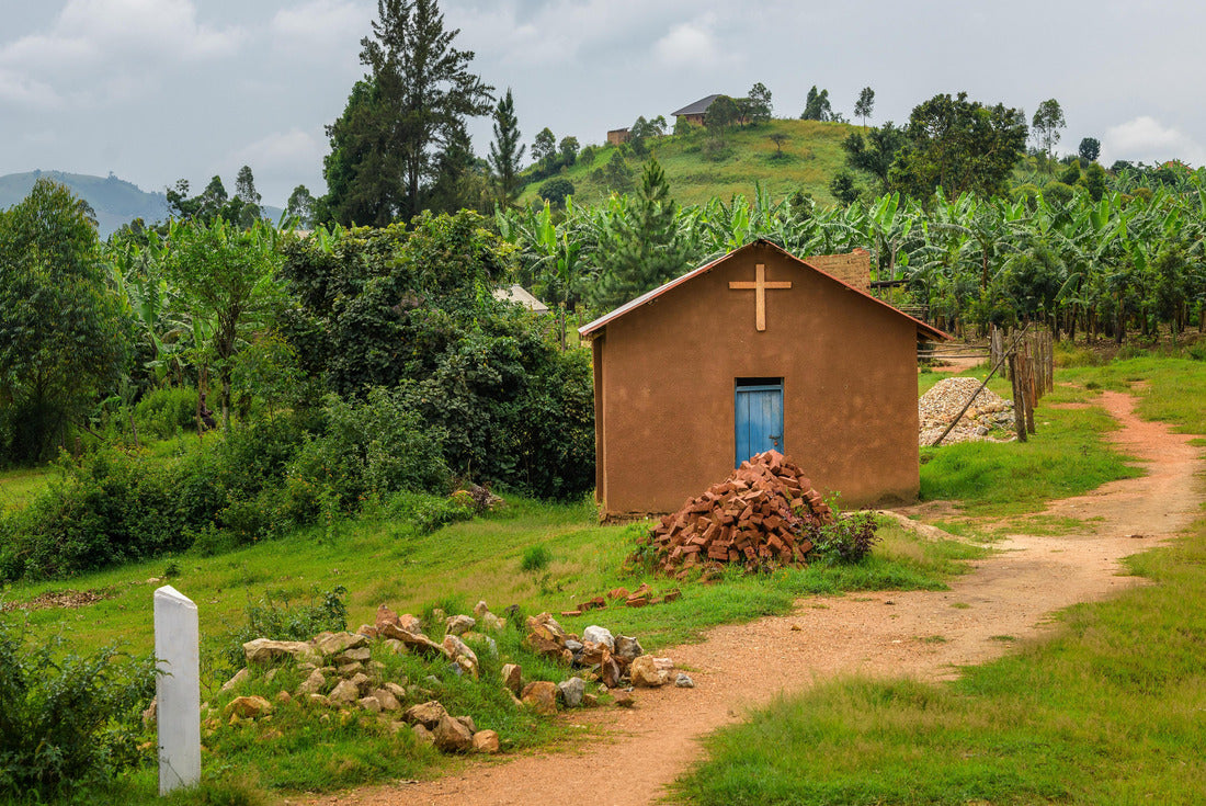 Noah Jigsaw Puzzle Little church christian in Africa, Uganda. Beautiful nature of Uganda in East-Africa with religious building catholic church 2000 pieces