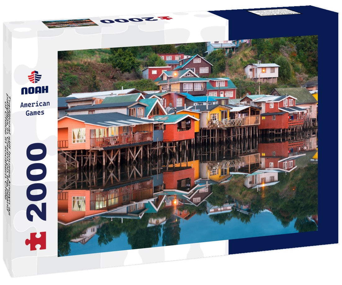 Traditional stilt houses known as palafitos in Castro on the island of Chiloe in southern Chile 2000pc Puzzle