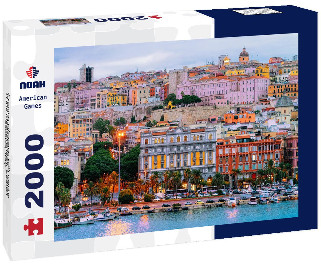 Evening cityscape with marina in the Mediterranean, Cagliari, Sardinia, Italy 2000pc Puzzle