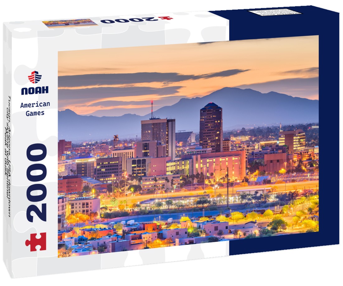 Noah Jigsaw Puzzle Tucson, Arizona, USA downtown city skyline with Sentinel Peak at dusk 2000 pieces
