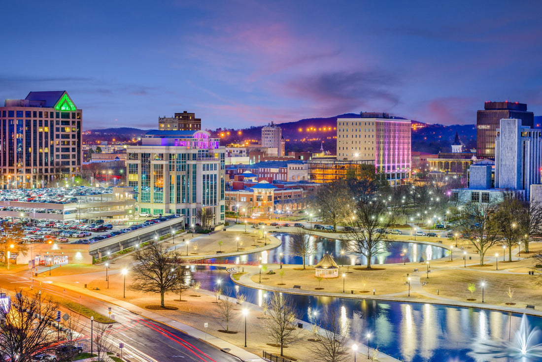Huntsville, Alabama, USA downtown city park at dusk 2000pc Puzzle
