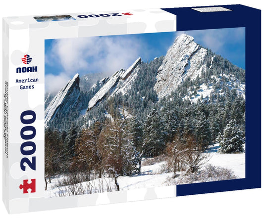 Noah Jigsaw Puzzle Boulder Colorado Flatirons frosted with snow against a clear blue sky 2000 pieces