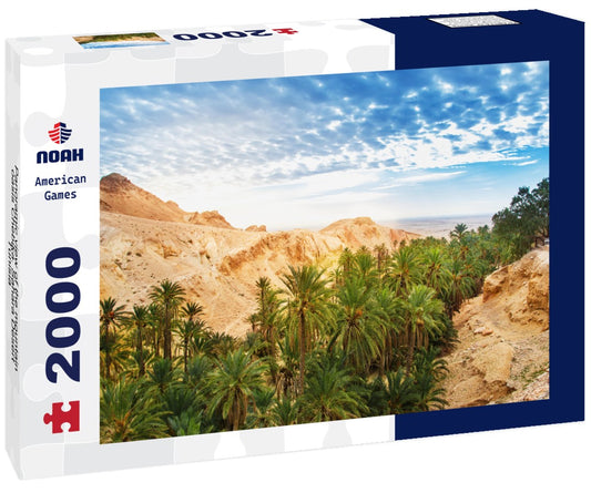Noah Jigsaw Puzzle Panoramic view of the mountain oasis Chebika. Sahara Desert, Tunisia 2000 pieces