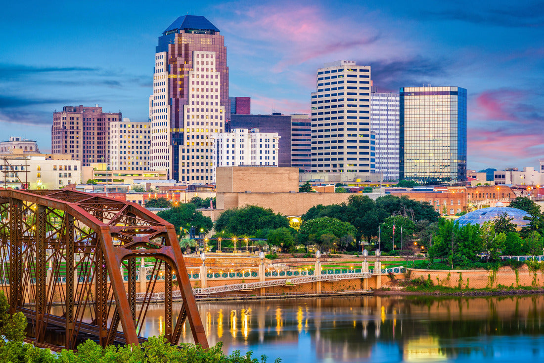 Shwarport, Louisiana, USA skyline over the Red River at sunset 2000pc Puzzle