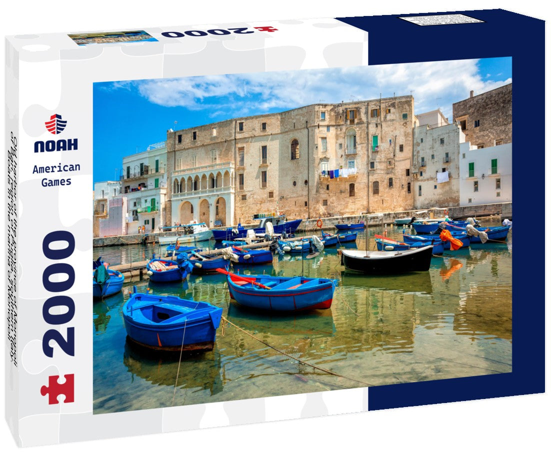 Old harbor of the province of Monopoli of Bari, region of Puglia, southern Italy. Boats in the marina of Monopoli 2000pc Puzzle