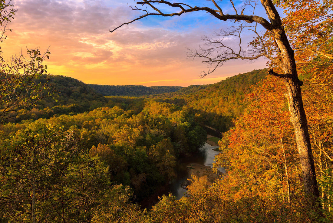 The sun sets over the Green River at Mammoth Cave National Park, Kentucky 2000pc Puzzle