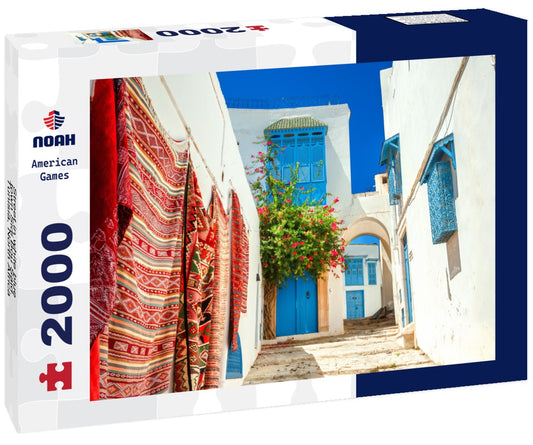 Noah Jigsaw Puzzle Street in white blue town Sidi Bou Said. Tunisia, North Africa 2000 pieces