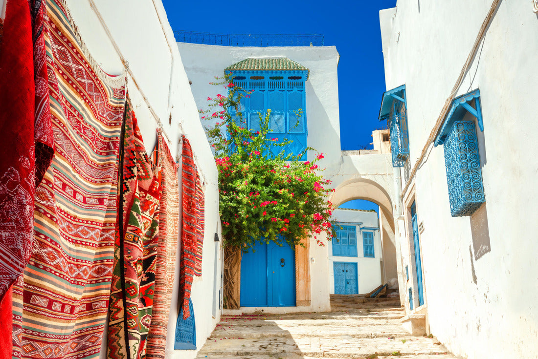Street in white blue town Sidi Bou Said. Tunisia, North Africa 2000pc Puzzle