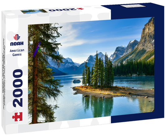 Noah Jigsaw Puzzle Panoramic view of beautiful Spirit Island in Maligne Lake, Jasper National Park, Alberta, Canada 2000 pieces