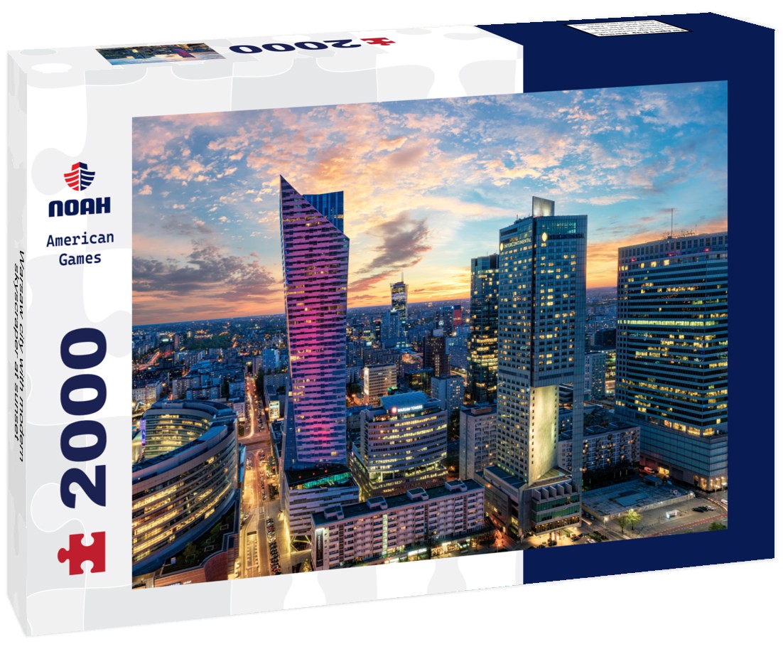 Warsaw city with modern skyscraper at sunset 2000pc Puzzle