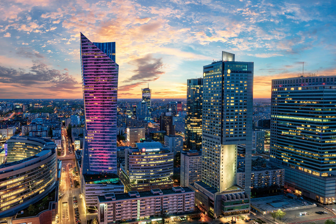 Warsaw city with modern skyscraper at sunset 2000pc Puzzle