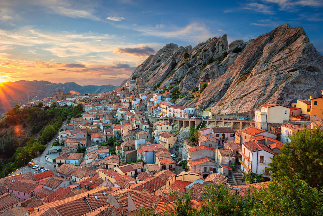 Pietrapertoza, Italy. Cityscape aerial image of medieval city of Pietrapertoza, Italy during beautiful sunset 2000pc Puzzle