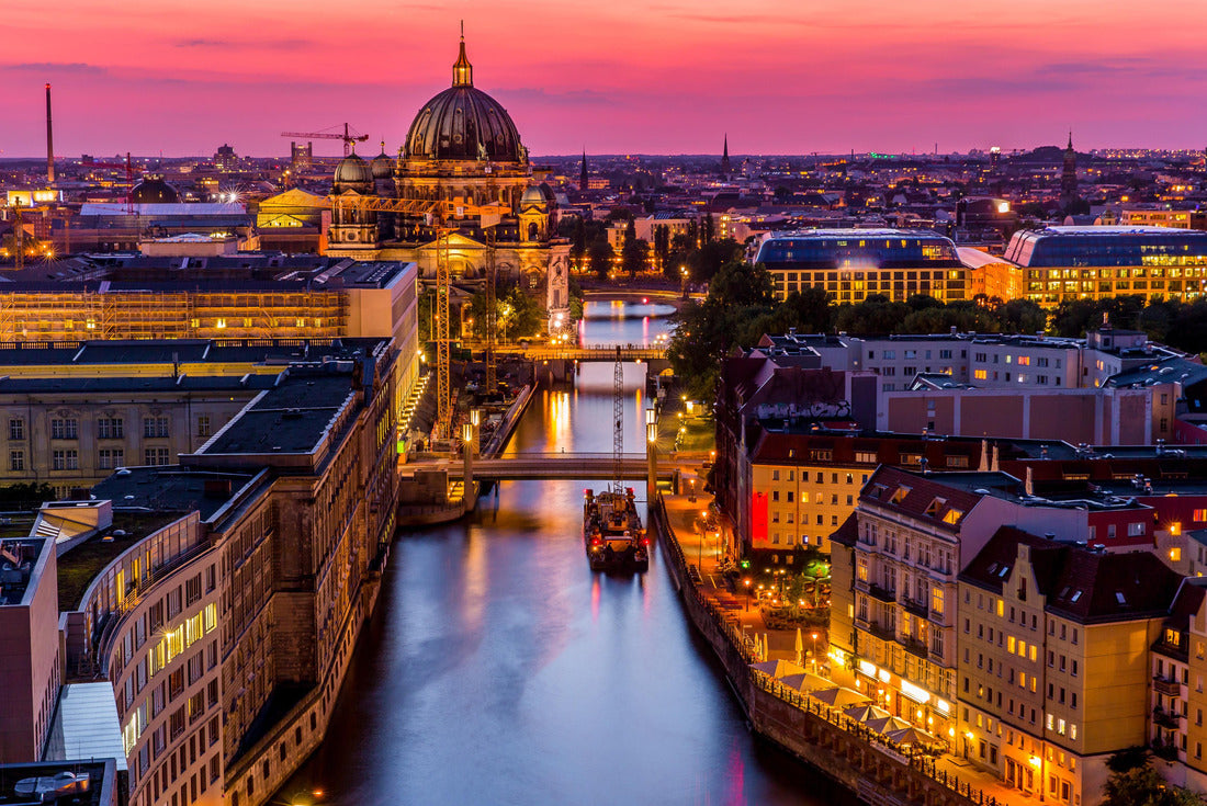 Noah Jigsaw Puzzle Panoramic view of the Berlin skyline with the famous TV tower and the Spree river in a beautiful sunset during the blue hour at dusk with dramatic colorful clouds, Mitte Berlin Mitte, Germany 2000 pieces