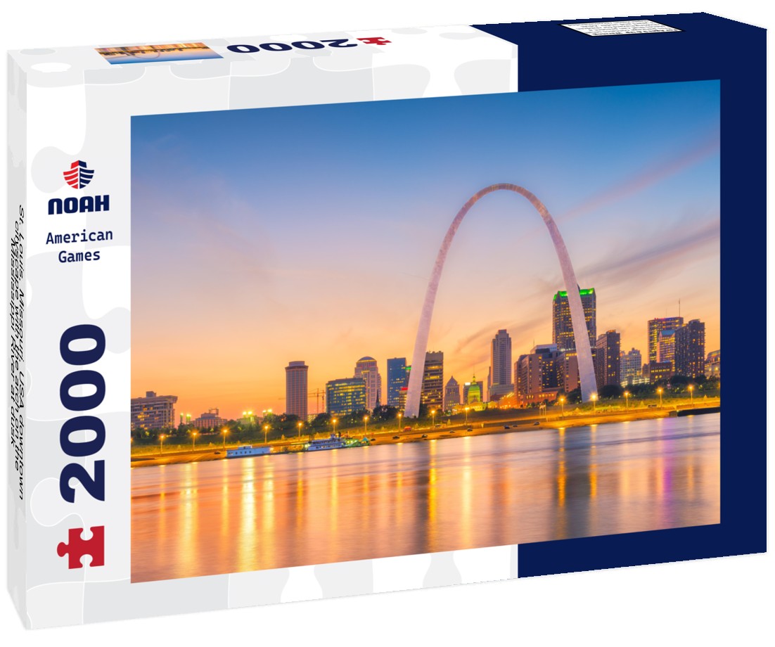 St. Louis, Missouri, USA downtown cityscape with the arch on the Mississippi River at dusk 2000pc Puzzle