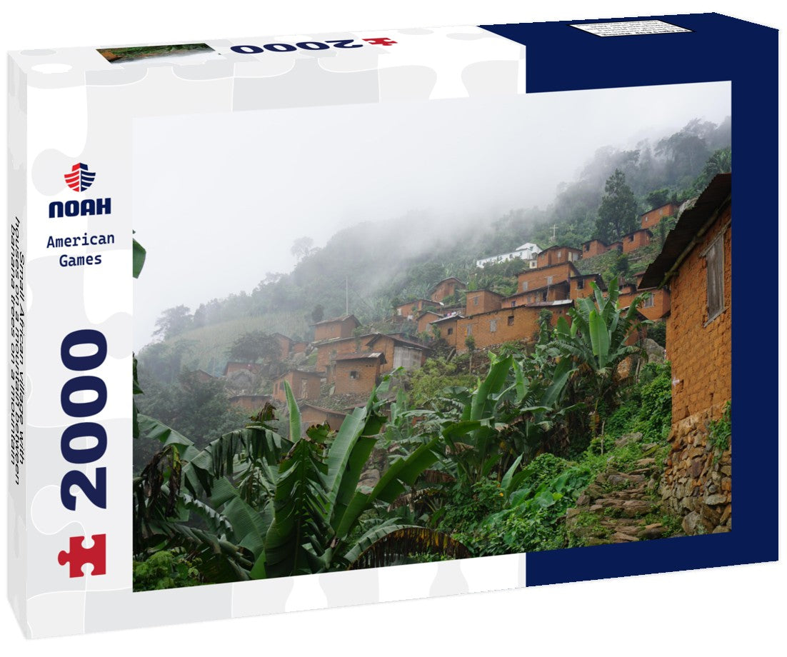 Small African village with houses on a mountain between banana trees on a mountain in Togo 2000pc Puzzle
