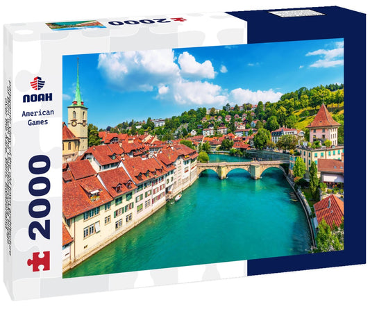 Noah Jigsaw Puzzle panoramic view of the old town architecture of Bern with the Untertorbryukke bridge over the Aare, Bern, Switzerland 2000 pieces