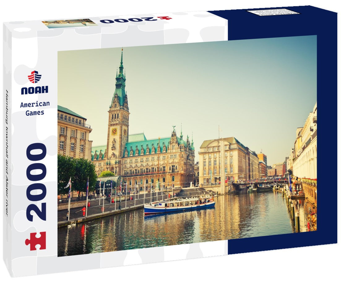 Hamburg townhall and Alster river 2000pc Puzzle