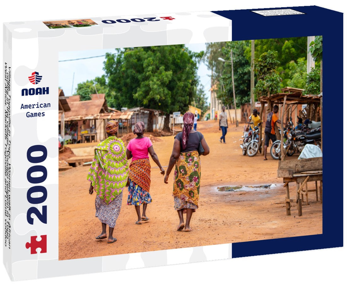 Noah Jigsaw Puzzle Village Togoville in Togo. Women walk in African outfits in the village. Voodoo religion in Togo, West Africa. Markets Togoville and Lomé voodoo 2000 pieces