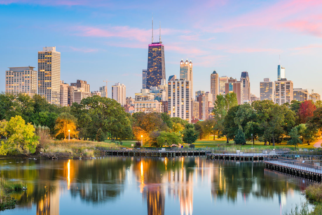 Chicago, Illinois, USA Skyline in downtown Lincoln Park at dusk 2000pc Puzzle
