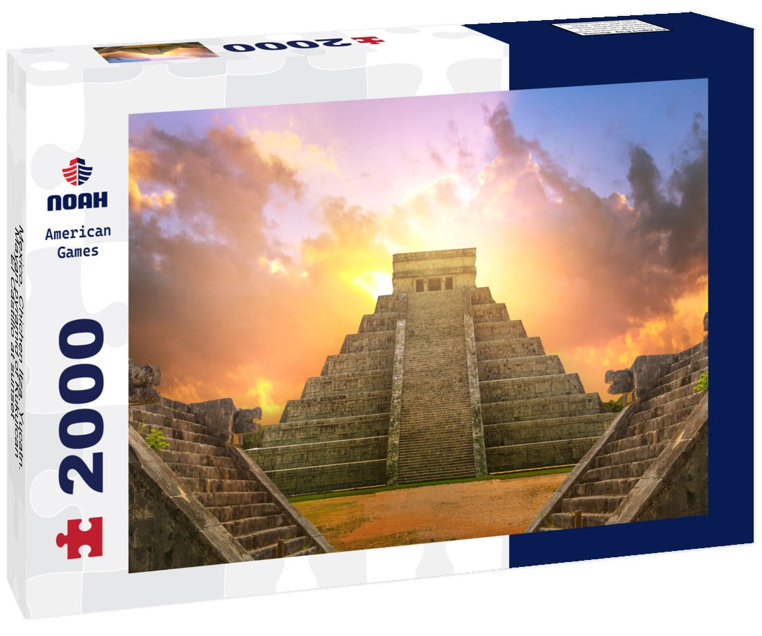 Mexico, Chichen Itza, Yucatn. Mayan pyramid of Kukulcan El Castillo at sunset 2000pc Puzzle