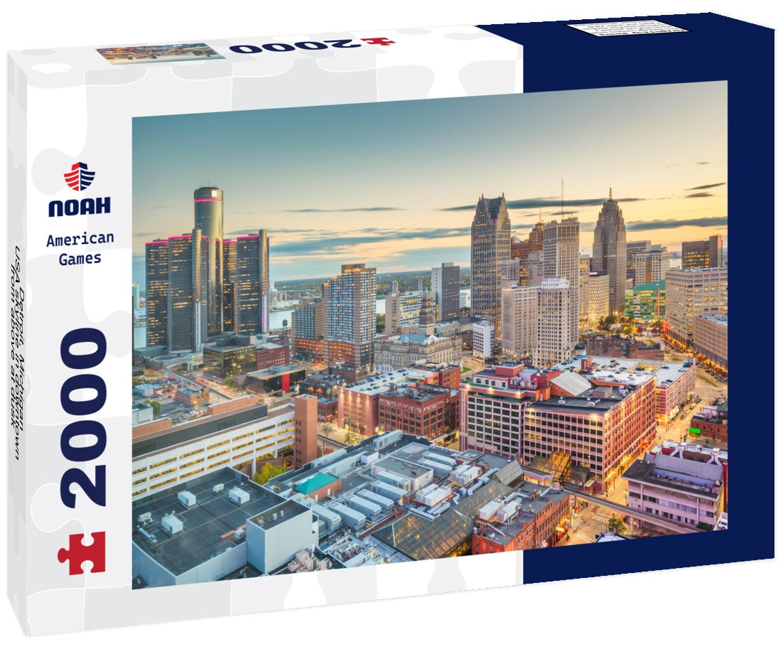 Detroit, Michigan, USA skyline in downtown from above at dusk 2000pc Puzzle