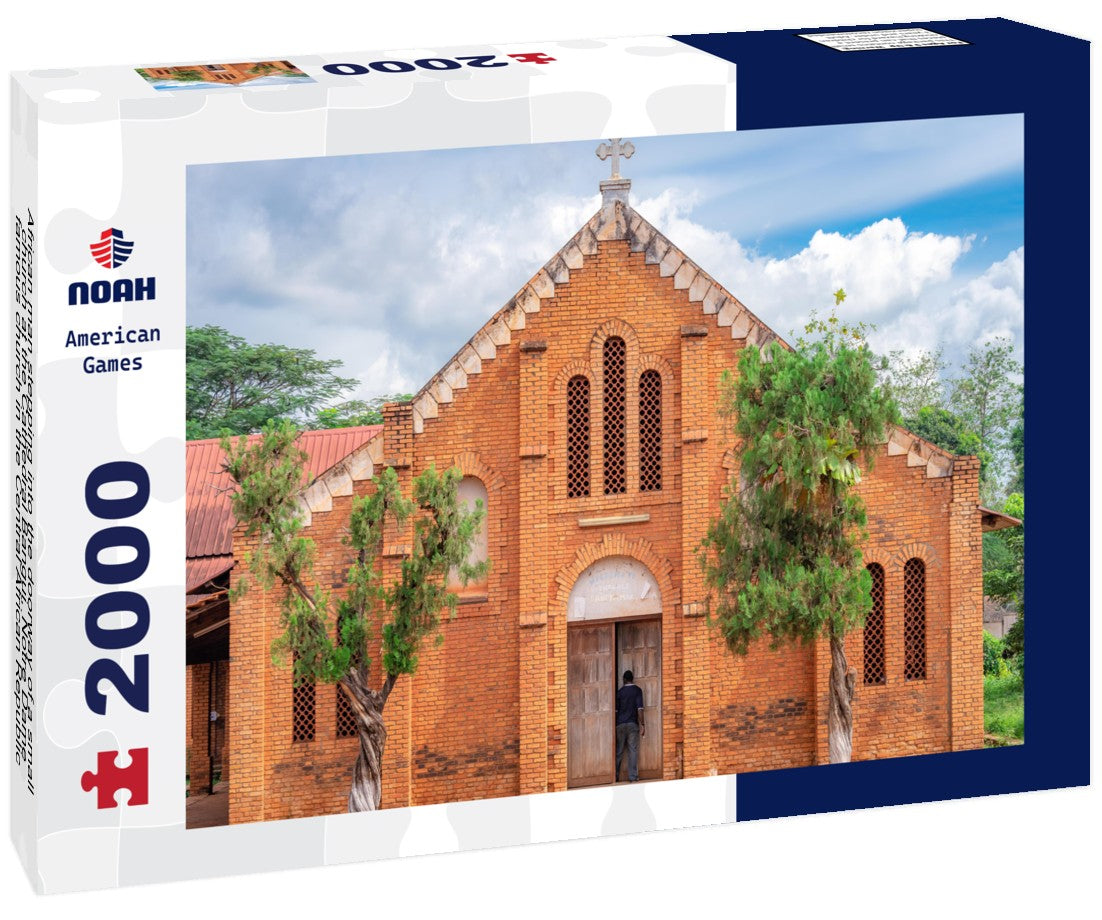 African man stepping into the doorway of a small church at the Cathedral Bangui, Notre Dame, famous church in the Central African Republic 2000pc Puzzle