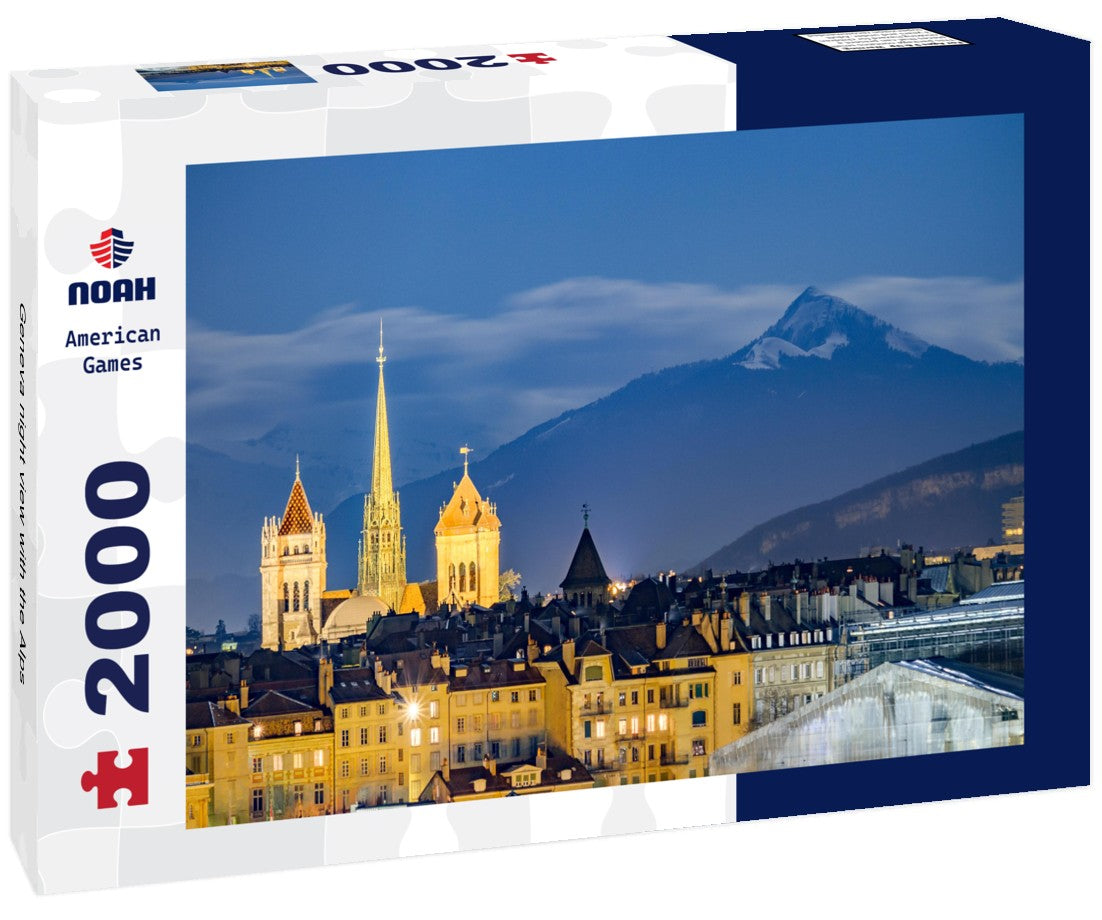Geneva night view with the Alps 2000pc Puzzle
