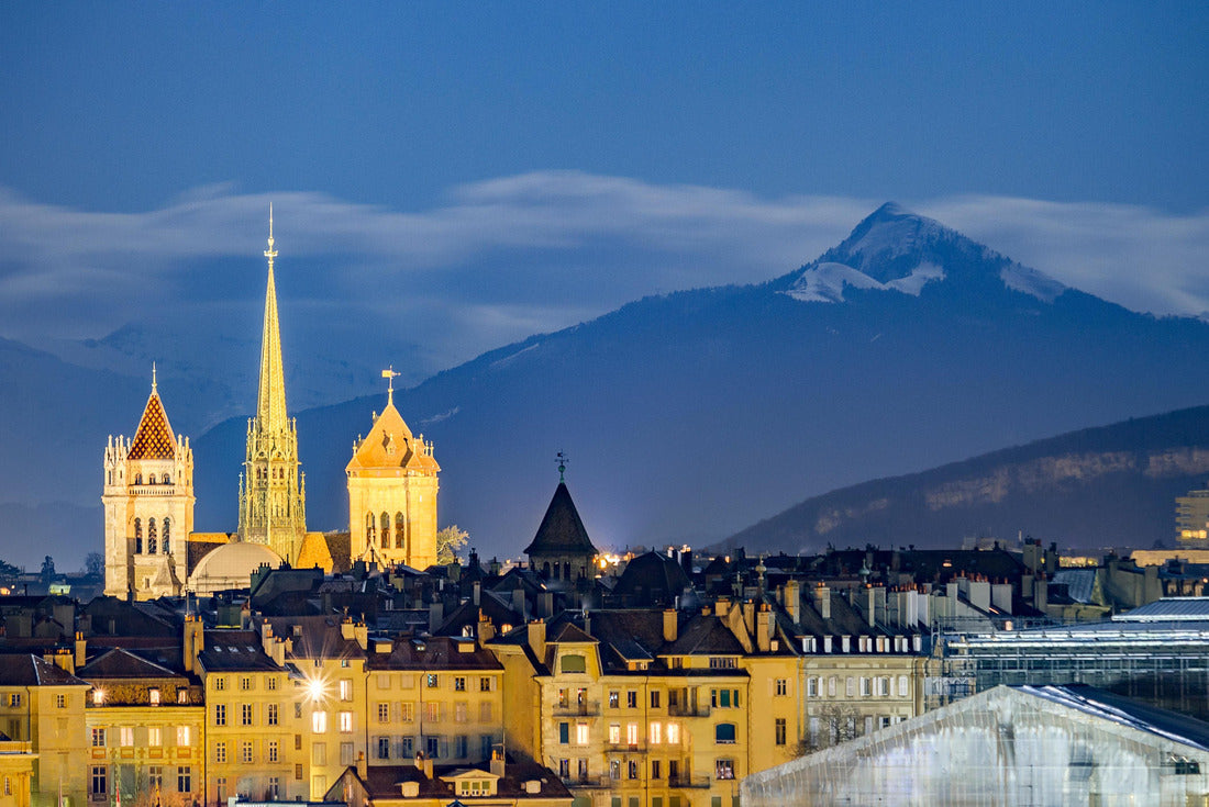 Geneva night view with the Alps 2000pc Puzzle