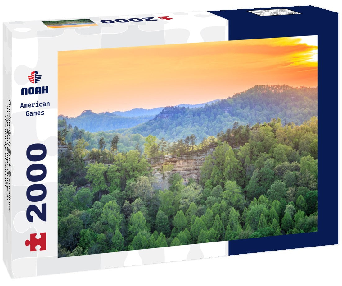 Double-Arch Rock Formations in the Red River Gorge in Kentucky at sunset 2000pc Puzzle