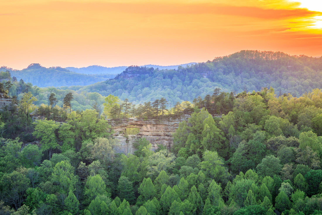 Double-Arch Rock Formations in the Red River Gorge in Kentucky at sunset 2000pc Puzzle