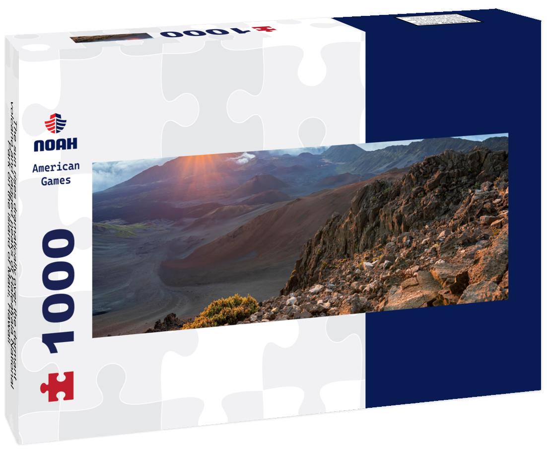 The sun rises dramatically over the dormant volcano and jagged peaks of Haleakala National Park on the island of Maui, Hawaii 1000pc Panoramic Puzzle