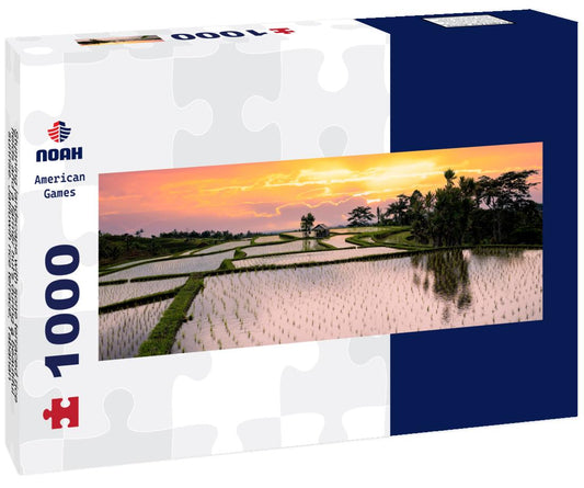 Noah Jigsaw Puzzle Stunning landscape with sone terraced rice fields and a farmer hut's during a beautiful sunrise. Jatiluwih rice terrace, Tabanan Regency, North Bali, Indonesia panorama 1000 pieces