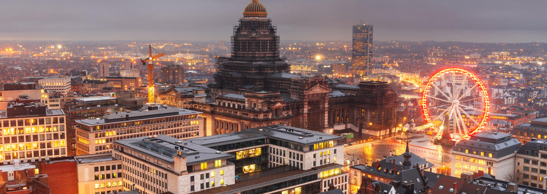 Noah Jigsaw Puzzle Brussels, Belgium Cityscape at the Palais de Justice at dusk panorama 1000 pieces