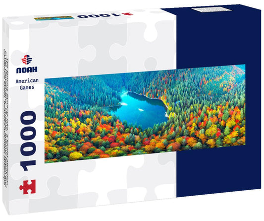 Noah Jigsaw Puzzle The famous Synevyr lake, a tourist attraction, in the Carpathians, Ukraine, autumn beech and coniferous forest, beautiful mountain landscape panorama 1000 pieces