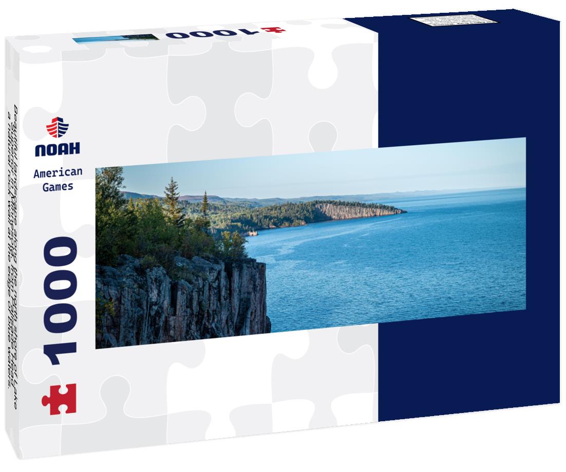 Noah Jigsaw Puzzle Beautiful landscape along the north shore of Lake Superior in Minnesota, from Palisade Head, a natural rock wall at the edge of blue waters. Evening picture at the shore of Gitchi-Gami panorama 1000 pieces