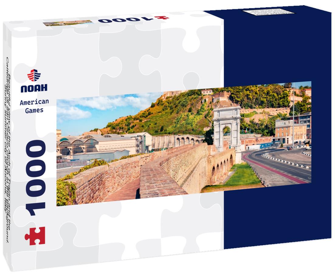 Noah Jigsaw Puzzle Beautiful view of the Arch of Trajan and the Cattedrale di San Ciriaco church in the background. Sunny summer city of Ancona, Italy panorama 1000 pieces