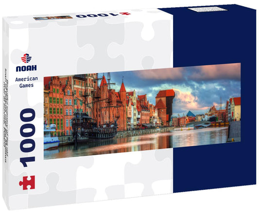 Noah Jigsaw Puzzle Beautiful scenery of the old town of Gdansk over the Motlawa river at sunrise, Poland panorama 1000 pieces