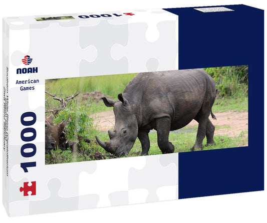 Noah Jigsaw Puzzle Southern White Rhino (Ceratotherium simum simum) - Ziwa Rhino Sanctuary, Uganda, Africa panorama 1000 pieces