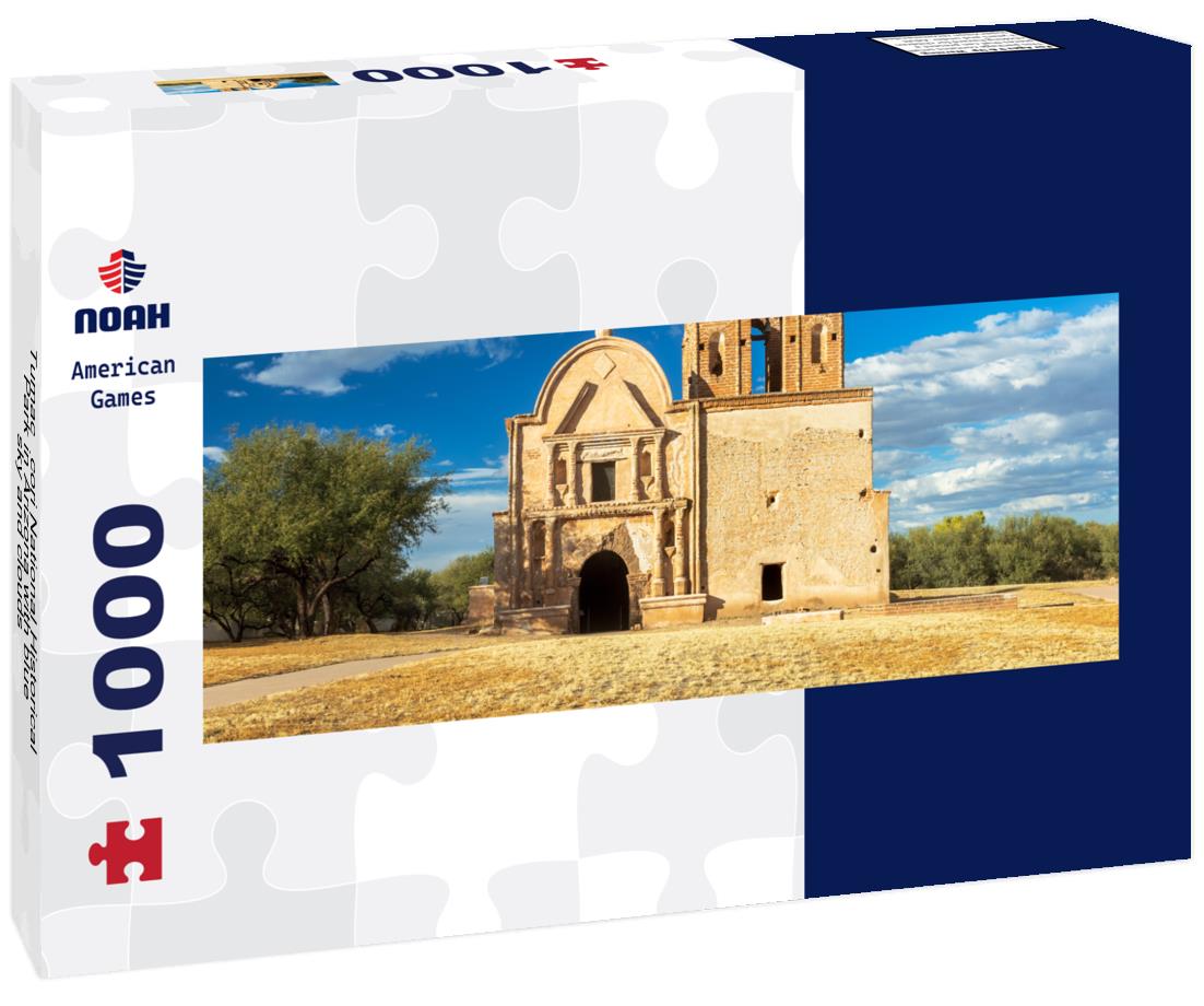 Tumacácori National Historical Park in Arizona with blue sky and clouds 1000pc Panoramic Puzzle