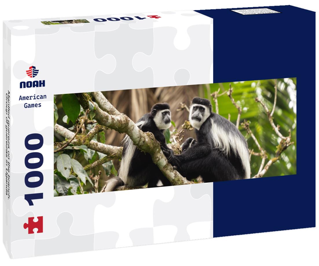 Noah Jigsaw Puzzle Mantled guereza on the branch. Group of guerezas in Uganda panorama 1000 pieces