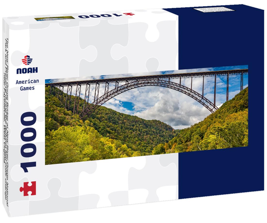 The New River Gorge Bridge at New River Gorge National Park and Preserve during the Autumn leaf color change near Fayetteville, West Virginia 1000pc Panoramic Puzzle