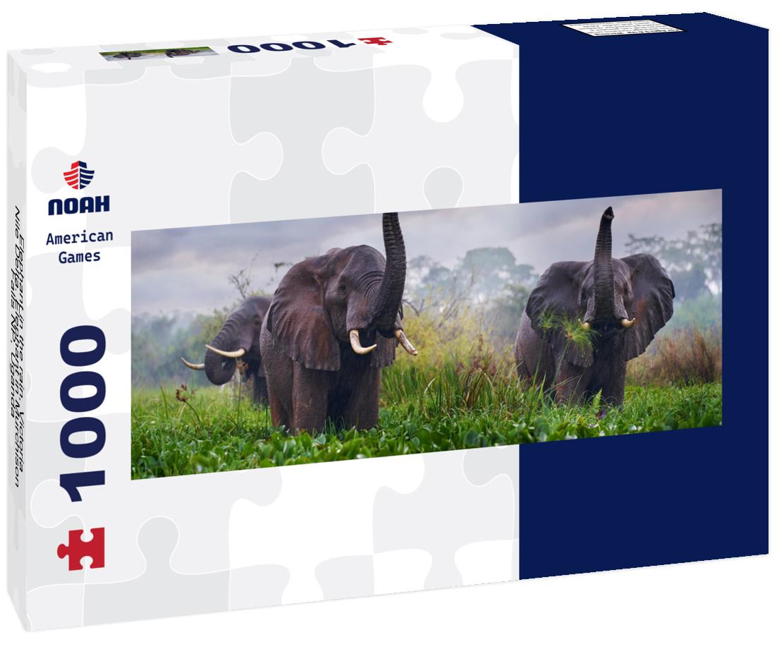 Noah Jigsaw Puzzle Elephant in the rain, Victoria Nile Delta. Elephant in Murchison Falls NP, Uganda panorama 1000 pieces